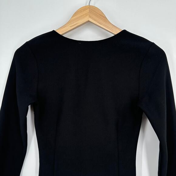 Abercrombie & Fitch Long Sleeve O-Ring V-Neck Blouse Top Black - Picture 11 of 14